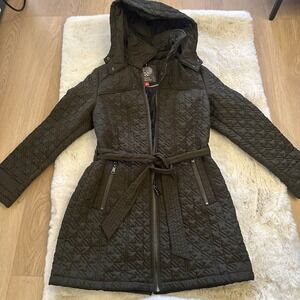 Vince Camuto Quilted Field Jacket Army‎ Green Faux Suede Accents - Size M
